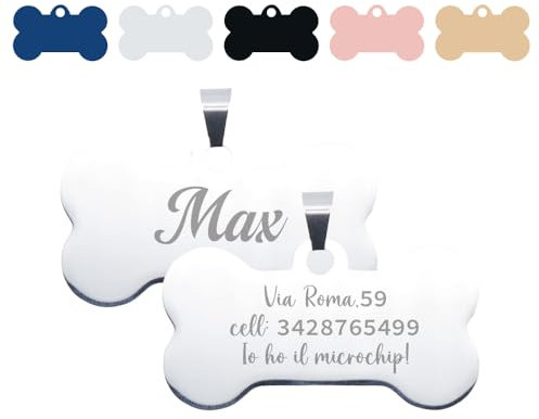 FRAMEG - Placa personalizada para perros y gatos de acero inoxidable (plata)