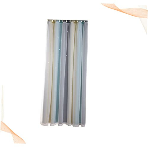 PRETYZOOM Doppellagiger Vorhang Aus Polyester- Und Mesh-Material Mit Allmählich Wechselnder Farbschattierung, Wärmeisolierend, Für Wohnzimmer Und Schlafzimmer, Beige, Einseitiges Muster