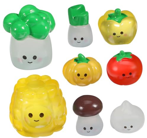 Yardenfun 8stücke Künstliche Gemüse-dekoration Teiliges Leuchtende Kürbis Pilz Knoblauch Und Mehr Für Garten Miniaturwelt Oder Herbst-deko Realistische Pflanzenfiguren Für Kreative
