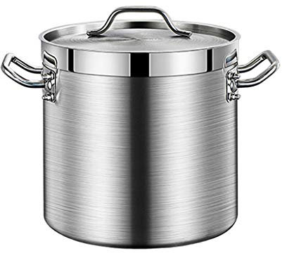 KLUFO Olla para estofado Olla grande, olla para sopa de acero inoxidable de grado alimenticio, fondo compuesto de 3 capas, olla para sopa para estofado de cocina, no escoja la estufa (color: plata