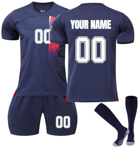 Generic Fußball Trikot Personalisiert Set Benutzerdefiniert Trikot Kinder, Kostenloser Druck Aller Namen, Nummern Junge Football Tshirts Shorts und Socken Anzug Kit für Erwachsener Junge