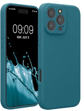 kwmobile Case Compatible with Apple iPhone 16 Pro Max Case - Slim TPU Silicone Phone Cover - Soft Touch Finish - Teal Matte