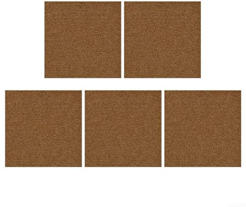 5 Stück atmungsaktive und Teppichfliesen, 30 x 30 cm, geeignet für Büros und Wohnbereiche (dunkelbraun)