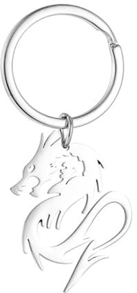 Hooaat 2024 Jahr des Drachen Schlüsselanhänger - Modischer Drachenanhänger aus Edelstahl in Silber - Unisex-Erwachsene
