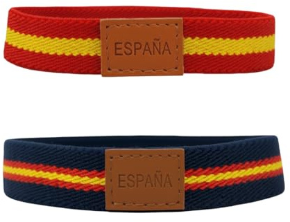RA RETAIL AMZ Pulsera de españa elástica – Pulsera bandera españa para hombre y mujer – Pack pulsera españa hombre 2 y 4 unidades – Diseño resistente con grabado España