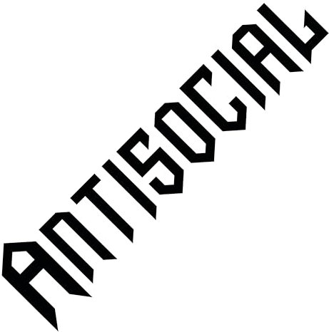 ANTISOCIAL Autoaufkleber, Tuningsticker, Aufkleber für Heckscheibe, Frontscheibe, Seitenaufkleber, Kfz, Bus, Auto, Wohnmobil, Motorsport (Schwarz Matt, 30cm x 7,5cm)