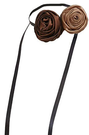 Watreketal Halskette,Halsband mit Blumenmuster für Damen für Mädchen weiches braunes Blumen-Halsband Krawatte Accessoire für Teenager-Mädchen Rosenblumen-Halsband