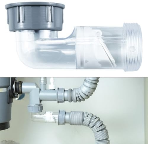 Lecreatekit Confezione da 2 valvole di scarico trasparenti per lavandino, 45 mm, antiodore, adattatore a gomito per cucina, bagno, lavello vegetale, materiale PP facile da installare