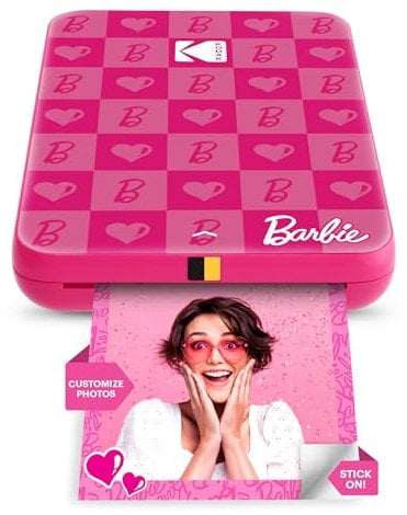 KODAK Barbie x Step Slim Wireless Sofort tragbarer Fotodrucker – Vollfarbige Drucke in Zink 2x3” Aufkleber-Rückseitenfotos von iOS- und Android-Geräten über Bluetooth in der App – Ikonischer Stil