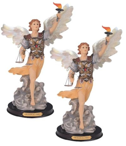 ICE ARMOR 2-teiliges Geschenkset, Erzengel Uriel, Statue, Engel der Weisheit, Heilige Figur, Statue, Ornament, Zuhause, Zimmer, Büro, Dekoration, Ideen für Einweihungsfeiern, Feiertage und Geburtstage