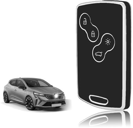 TOOMUME Coque Clé, Etui Cles Étui Clés Carte Adapté pour Renault Scenic Clio Laguna Megane Zoe Captur Duster Espace Fluence Koleos Kangoo Master, Couvre Clef Cache Cle Voiture Telécommande - Smart Key