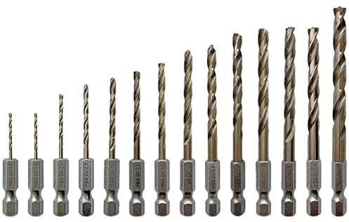 NordWolf 14-Piece Metric Cobalt Drill Bit Set for Stainless Steel & Hard Metals, with 1/4 Hex Shank for Quick Chucks & Impact Drivers, Sizes 1.5mm to 6.5mm in Storage Case