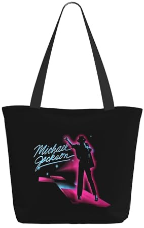 Reginascaks Michael King Jackson Canvas-Tragetasche für Damen, Rock-Stil, große Kapazität, Einkaufstasche, Rock-Sänger-inspiriertes Design, multifunktionale Tasche für den täglichen Einkauf, Reisen,