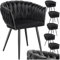 tectake® Samt Stuhl, Schalenstuhl mit Armlehne in Knoten Optik, Esszimmerstühle, Sessel modern für Wohnzimmer, Esszimmer, als Küchenstühle, für Schminktisch, Dining Chair Set - schwarz, 6er Set