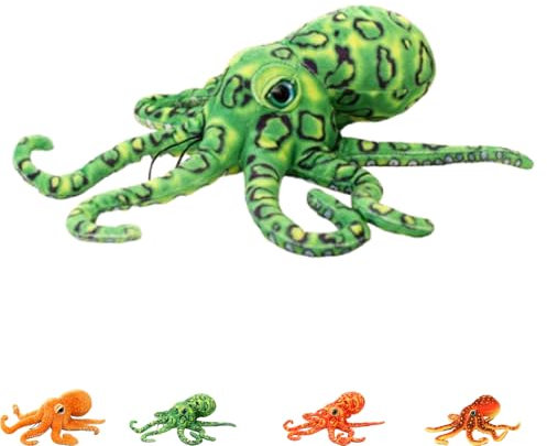 AQCQDQ Octopus Plüschtier, Krake Kuscheltier, Kreative Kuscheltier Krake Oktopus Kissen Naturgetreu Gestaltet, Lustiges Plüsch Puppe Geschenk für Kinder (Grün)