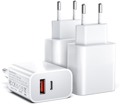 [3 Stück] USB C Ladegerät, 20W 2-Port USB Netzteil Kompatibel mit 11/12/13/SE/14/15/16 Pro Max, USBA+C PD3.0 Schnellladegerät, Ladestecker Type C Power Adapter (Ohne Ladekabel)