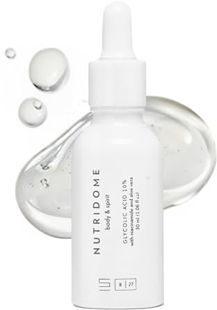 Nutridome Glycolic Acid 10% Aloe & Niacinamide serum – Glykolsäure Peeling, Glow Serum Gesicht, regenerierend & ausgleichend - 30ml