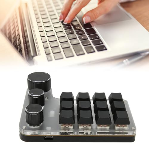 Generic Mechanische Tastatur, Wasserdichte Mechanische Tastatur, 12 Tasten, 3 Knöpfe, Lautstärkeregler, Staubdicht, Acryl, Roter Schalter für Gaming (#12)