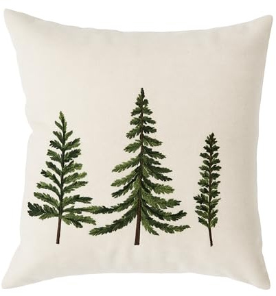BIA Home ELSA Weihnachts-Kissenbezüge 45x45 cm, 2er Set, Leinen | 2er Set 45x45 cm aus Natur-Leinen, Tannenbaum-Motiv & verdeckter Reißverschluss – Weihnachtsdeko für Sofa & Bett