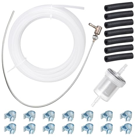 KIBBEH 25PCS Diesel Heater Fuel Line Kit with 10M Fuel Pipe, Fuel Filter, Hose Clips for Car Air Parking Heater Tube Replacement, Compatible with Webasto Eberspacher