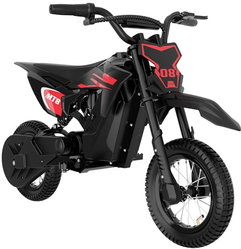 MEGA MOTION PRO Kinder Elektro Motorrad 300W, 3 Geschwindigkeiten 8/12/25 km/h, 36V 5,2Ah Akku, Reichweite bis 18 km, 12 Zoll Luftreifen, Trommelbremse, Kinder E-Motorrad bis 60 kg