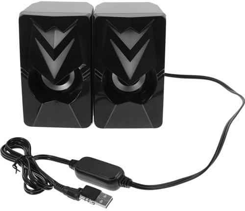 GETAJGHSD 2pcs Rgb Light Computer Speakers with USB Cable Connection and Headphone Jack Plastic Multimedia Speakers for Pcs and Laptops for Gaming Use