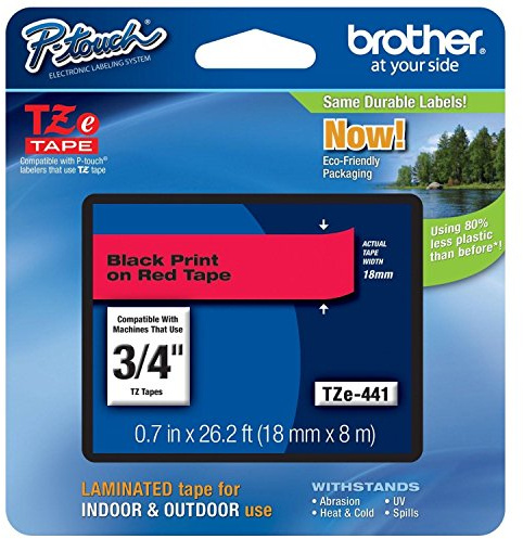 Brother TZe-441 Schriftband schwarz/rot 18mm/8m