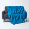 Homescapes große Tagesdecke Rajput, türkis/blau, Wohndecke aus 100% Baumwolle, 225 x 255 cm, Sofaüberwurf/Couchüberwurf in RIPP-Optik