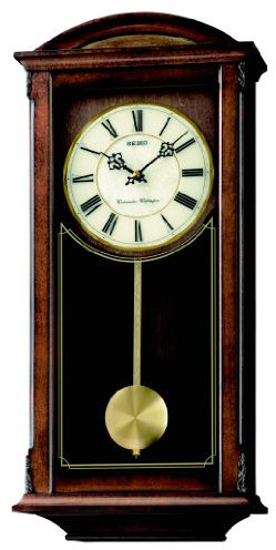 Seiko QXH030B Westminster/Whittington Dual Chime Wall Clock with Pendulum, Brown