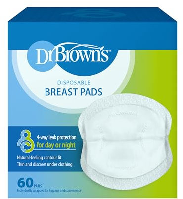 Dr. Brown's Assorbenti monouso monouso per allattamento al seno e perdite – 60 pezzi – La confezione può variare