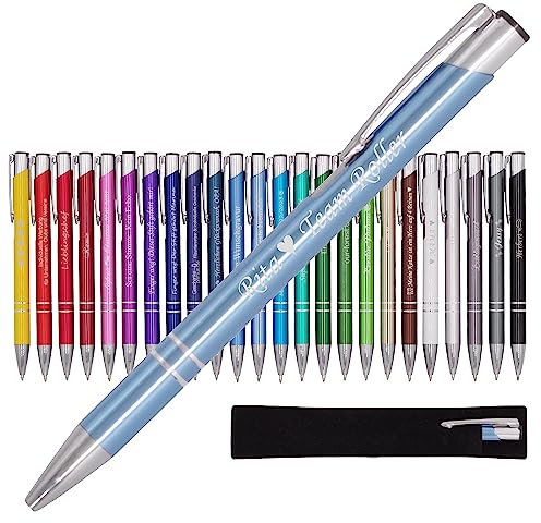 BIASTO Mitbringsel & Geschenk in Premium-Qualität: personalisierter Metall-Kugelschreiber mit Gravur, Stift mit Name (hellblau)