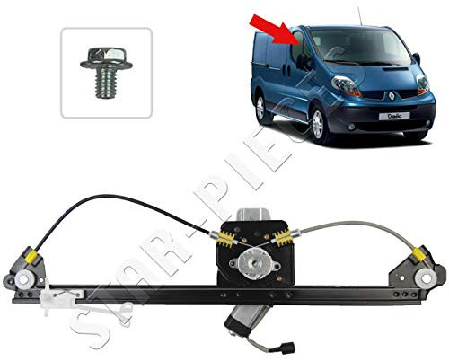 STARKIT PERFORMANCE Elevalunas compatible para Trafic 2, Vivaro y Nissan Primastar (2001-2014) CON MOTOR. Mecanismo elevalunas delantero derecho (pasajero) 7700311821, 91165705