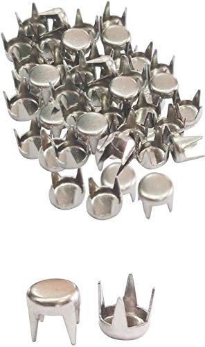 Trimming Shop Rundes Eisen, flacher runder Nagelkopf, Punk-Ohrstecker, dekoratives Zubehör für Geldbörsen, Lederjacken, Kleidungsdekoration, DIY Handwerk Verzierung (5 mm, Silber, 100 Stück)