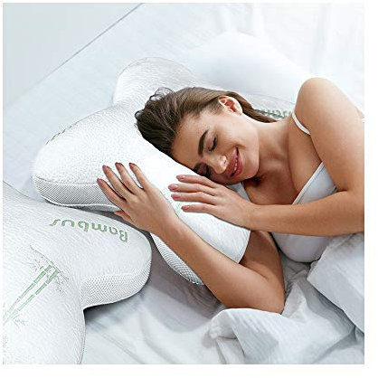 SAMPUR Oreiller Papillon 46 * 53cm | Soutien Optimal des cervicales | Taie 100% Coton | Garnissage Microfibre pour Tous Les Types de morphologie