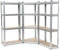 EURO VANADIUM - Étagère Rangement - Set de 3, Étagères Charges Lourdes, Angulaires, 140 x 150 cm/Côté, 130 kg Max/Plateau - Etagère d'Angle, Modulables, 4 Niveaux, 12 Plateaux - 30 cm - Gris