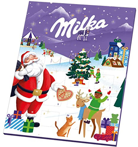 Milka Adventskalender 1 x 90g I Adventskalender mit Schokolade I Weihnachtskalender I Schoko Adventskalender I Weihnachtsschokolade aus 100% Alpenmilch
