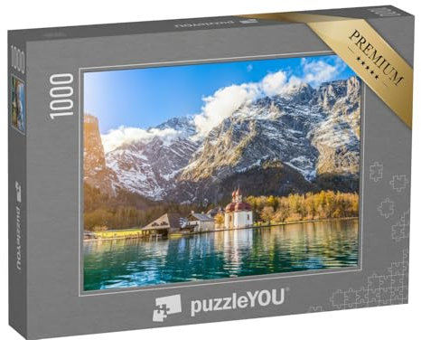 puzzleYOU: Puzzle 1000 Teile „Malerische Berglandschaft am Königssee in Bayern, Deutschland“ – aus der Puzzle-Kollektion Natur, Deutschland, Flüsse & Seen, Deutsche Alpen