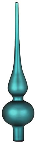 Inge Glas Christbaumspitze 26cm | Weihnachtsbaumspitze aus Glas | Hochwertige Spitze für den Weihnachtsbaum Weihnachten (Petrol Matt | Green Emerald)