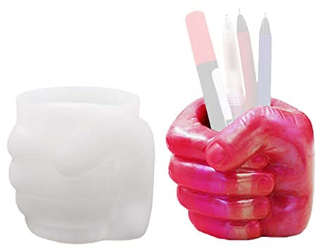 Lencyotool Gießform,Gießen Formen,3D Silikonform -Silikon Kerzen Selber Machen Kerzen Formen,Faustform Silikonform,Kreativer Schmuck Stifthalter Vase Gips Gießharzform,10×10.5cm-Rechte Hand