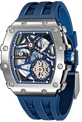 TSAR BOMBA Montre Homme Automatique - Montres Tonneau de Luxe - Mouvement Japonais - Verre Saphir de Luxe - Etanche 50m - Lumineux