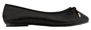 Yours Curve Plus Size - Slip On Ballet Flat Round Toe Ballerina Pumps Lightweight Bow in Wide E Fit & Extra Wide Eee Fit - Women's Black 5E
