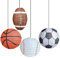 TUKEVA 4 Stück Kugel-Papierlaterne Papierlaterne Hängende Papier Papierlaterne Hängedeko Laternen Fußball Basketball Baseball Rugby Papierlaterne für Geburtstagsparty-Dekorationen (1#)