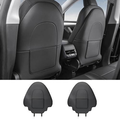 EVMODS 2 Stück Model Y Sitzschoner Kindersitz Rückenlehne Sitzbezug vorne Model 3 Sitzschutz 2025 2024,Schwarz,Wasserdicht,Pflegeleicht,Tesla Zubehör