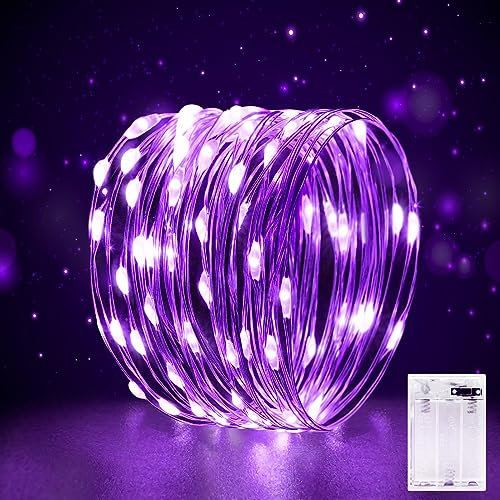FFZZKJ Fairy Lights Battery Operated for Bedroom Indoor 3M 30LED Battery Powered Timer LED Lights Micro String Lights Copper Wire Fairy Lights for Christmas Decorations Wedding Party-Purple