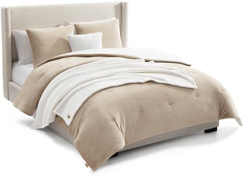 UGG Remina Queen Comforter Set with Throw Blanket & Pillow, 5-Piece, Beige