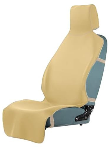 1Pc Erweitertes Wasserdichtes Autositzbezüge Handtuch mit 3 Schnallenriemen, Premium Universal Neoprene rutschfeste Rückseite Fleckabweisender Waschbar Autoschutz Sitzauflage für SUV Dog Kind (Beige)