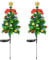 Set of 2 Outdoor Solar Christmas Trees, Waterproof Garden Pathway Lighting, Solar Xmas Tree with Bow and Bell, Pathway Lawn Patio Stake Lights
