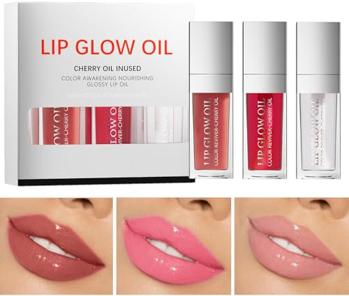 Hydrating Lip Glow Oil Moisturizing Long Lasting Plumping Lip Gloss Transparent Toot Lip Balm Moisturizing Lip Oil for Repairing Lip Lines and Prevents Dry Cracked for Lip Care and Dry Lips 3PCS