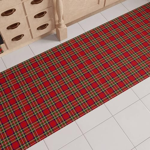 PETTI Artigiani Italiani - Weihnachtlicher Küchenteppich, Läufer für die Küche, Weihnachtsteppich, rutschfest und waschbar, Teppich für Weihnachten, 52 x 240 cm, Tartan, Made in Italy