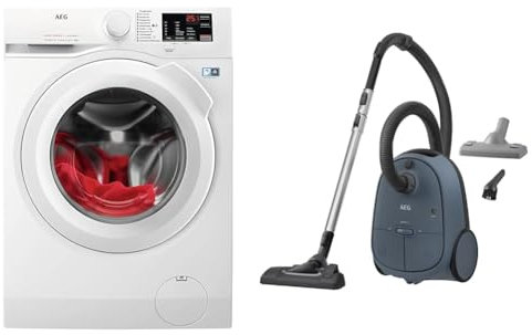 AEG L6FBA51480 Waschmaschine / 8,0 kg/Leise/Mengenautomatik & CLEAN 6000 AB61C2DB Staubsauger mit Beutel/hohe Saugleistung/inkl. Polsterdüse